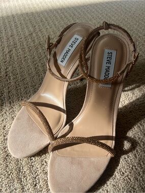 Steve Madden Glitter Nude Ankle-Strap Heels